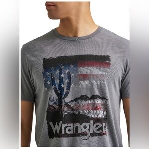Wrangler Graphic Tee Large Gray American Flag Cactus Desert Shirt Mens NWT